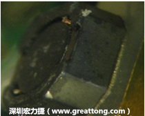 使用銀(Ag)鍍層的電源電感器(Power Inductors)，經過推力測試后，零件端點上已經看不到任何鍍層的痕跡了，所以其耐推力就比較小。