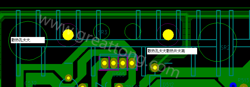 PCB設計中，散熱孔散熱片設計不當，造成很多電源板斷裂