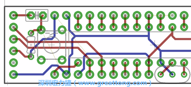 4.2. 然后在電路板的背面進行布線。