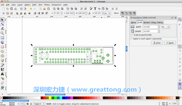 首先，你需要取得電路板設計圖的PNG圖檔，才能在上面進行繪制。這件事做起來比用說的難上許多，而其中一種方法如下所示（我們會先假設你正在使用Inkscape向量繪圖工具）。