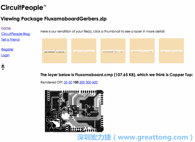 預覽Gerber格式中最簡單的方式是使用來自Circuit People的免費線上工具。