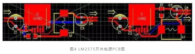 圖4 LM2575開關電源PCB圖